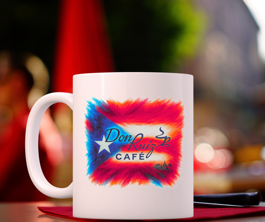 Don Ruiz Café Mug – Ceramic, 11oz PUERTO RICO FLAG